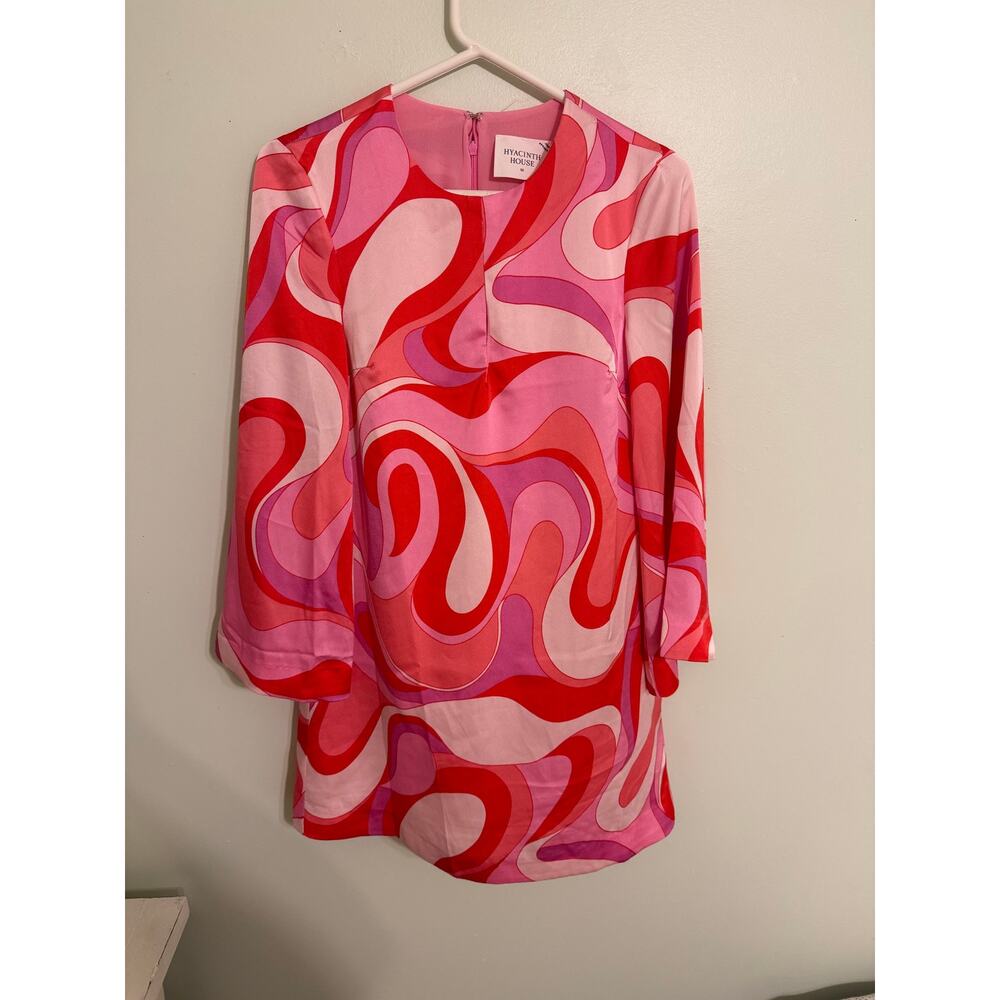 Preppy Swirly 70’s Keyhole Boho Chic TUCKERNUCK Mini Dress Bell Sleeve Romantic - Picture 2 of 12